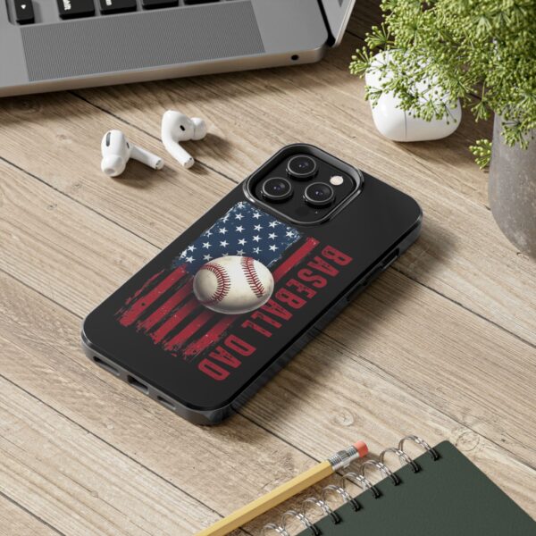 Baseball Dad Tough Phone Case - Durable Phone Cover, Gift for Sports Lovers, Father's Day, USA Flag Design, Baseball Theme - Image 2