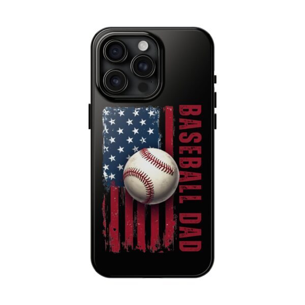 Baseball Dad Tough Phone Case - Durable Phone Cover, Gift for Sports Lovers, Father's Day, USA Flag Design, Baseball Theme - Image 3