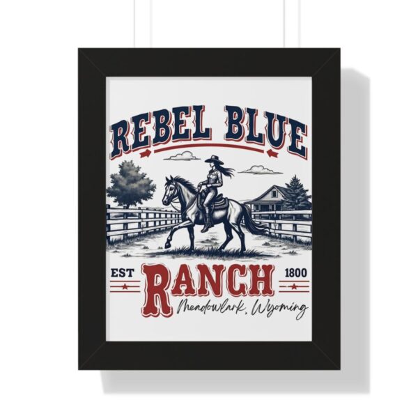 Rustic Ranch Art Print, Farmhouse Decor, Western Wall Art, Horse Lover Gift, Country Home Decor, Rebel Blue Poster